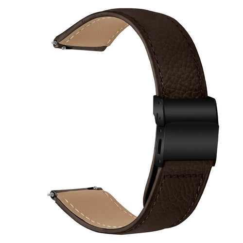 Wrist Strap For Huami Amazfit Active  /  GTR Mini  /  Bip 3 Pro  /  Bip 3 Genuine Leather Watch Band with Black Connector Turtle Back Buckle - Coffee - 1