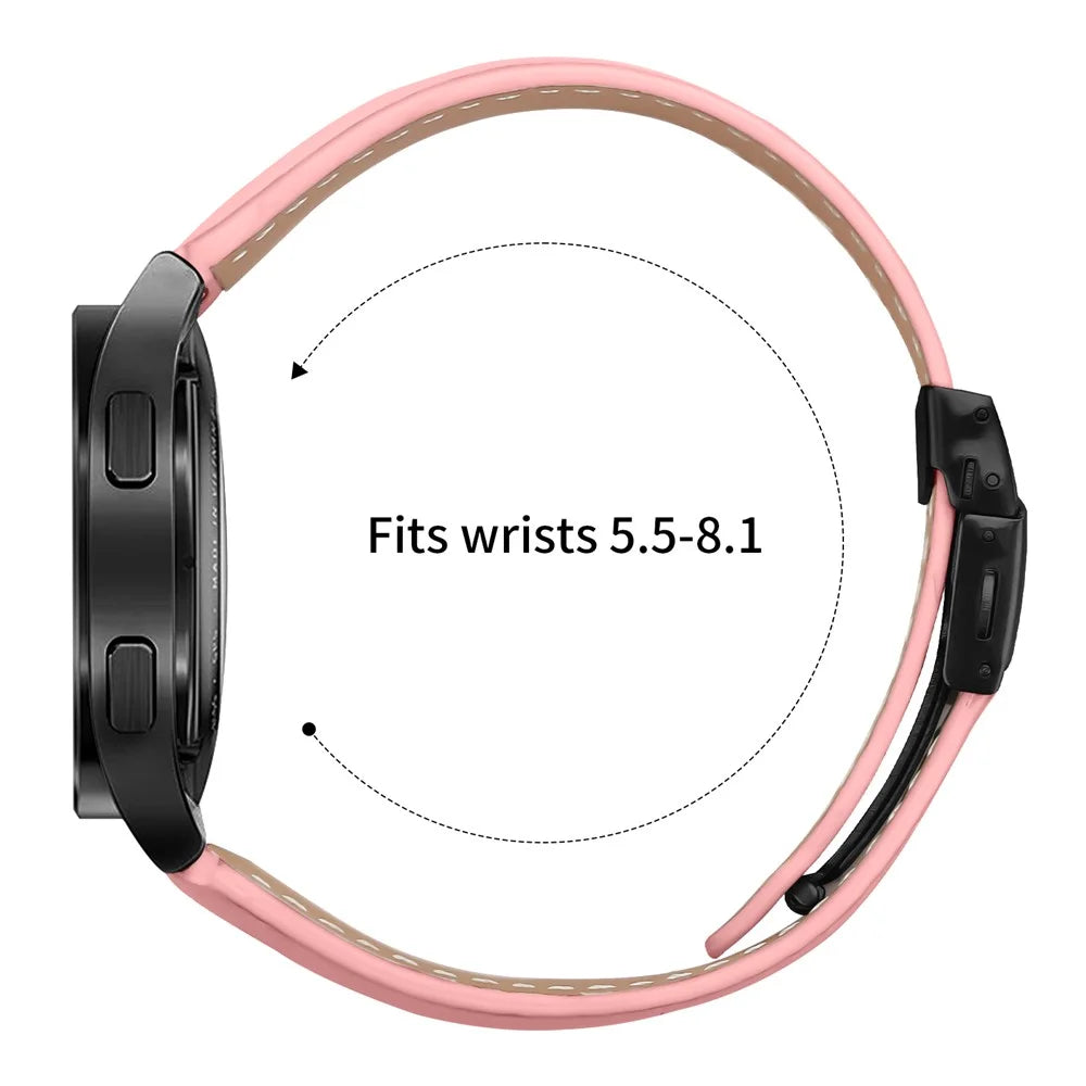 Wrist Strap For Withings Steel  /  Misfit Vapor  /  Haylou BLING LS12 Genuine Leather Watch Band with Black Connector Turtle Back Buckle - Pink - 6