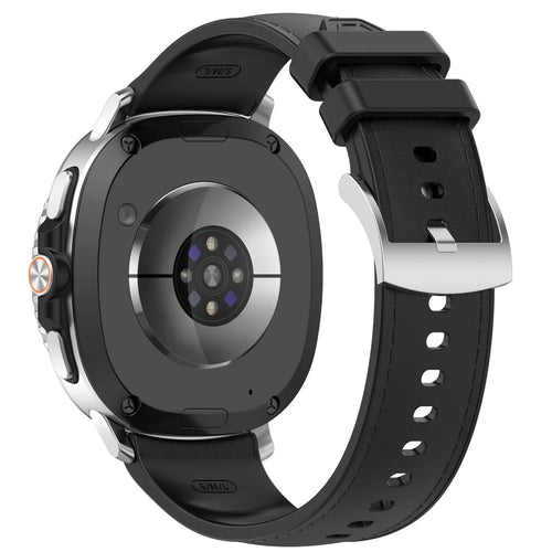 Watch Band for Samsung Galaxy Watch8 44mm 40mm / Watch8 Classic 46mm PU Leather Coated Silicone Wrist Strap - Black - 1