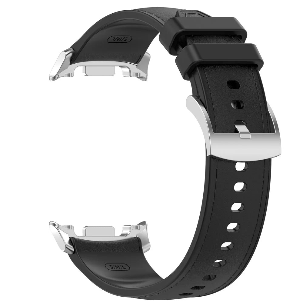 Watch Band for Samsung Galaxy Watch8 44mm 40mm / Watch8 Classic 46mm PU Leather Coated Silicone Wrist Strap - Black - 2