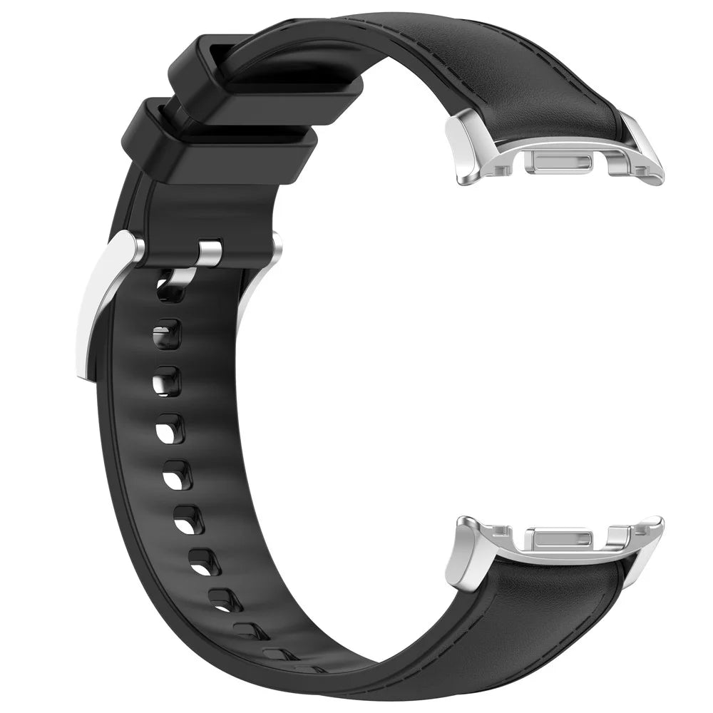 Watch Band for Samsung Galaxy Watch8 44mm 40mm / Watch8 Classic 46mm PU Leather Coated Silicone Wrist Strap - Black - 3