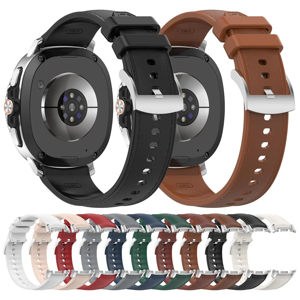 Watch Band for Samsung Galaxy Watch8 44mm 40mm / Watch8 Classic 46mm PU Leather Coated Silicone Wrist Strap - Black - 5