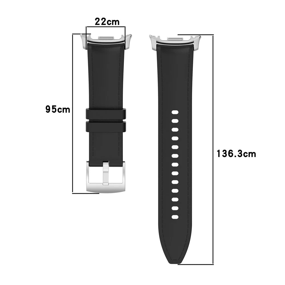 Watch Band for Samsung Galaxy Watch8 44mm 40mm / Watch8 Classic 46mm PU Leather Coated Silicone Wrist Strap - Black - 6