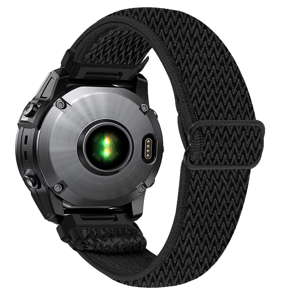 Watch Strap For Garmin Fenix 8 43mm / Descent MK3 / Descent MK3i , Elastic Nylon Band with Black Connector - Black - 1