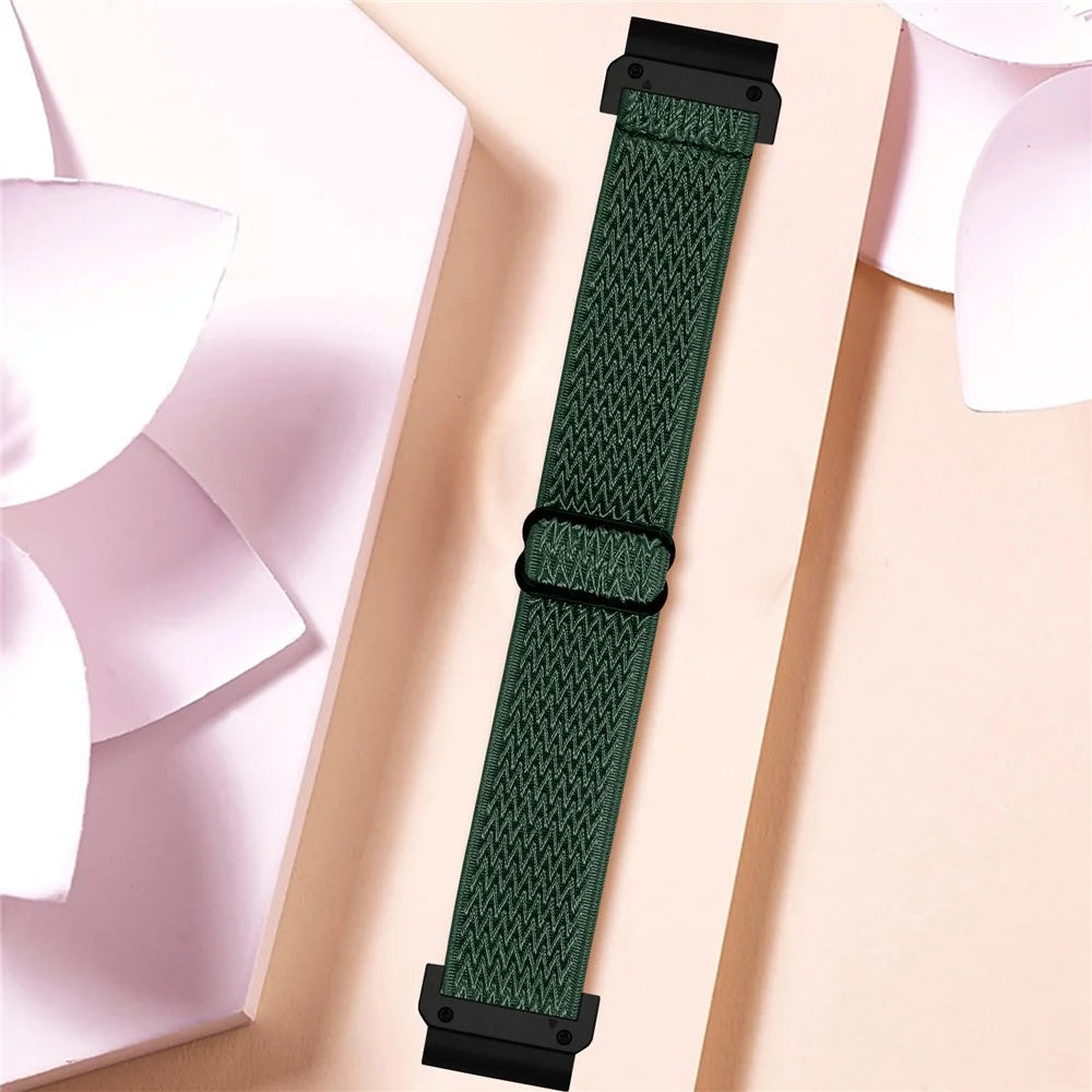 Watch Strap For Garmin Fenix 8 47mm / Fenix E 47mm / quatix 8 47mm , Elastic Nylon Band with Black Connector - Army Green - 3