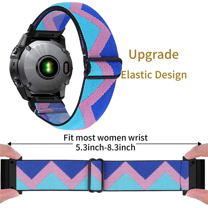 Watch Band For Garmin Fenix 8 47mm / Fenix E 47mm / quatix 8 47mm , Pattern Design Nylon Elastic Strap with Black Connector - 1# - 5