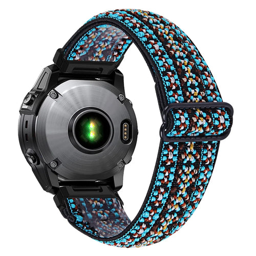 For Garmin Fenix 8 51mm / Fenix 8 Pro AMOLED 51mm Watch Band Pattern Design Nylon Elastic Strap with Black Connector - 4# - 1