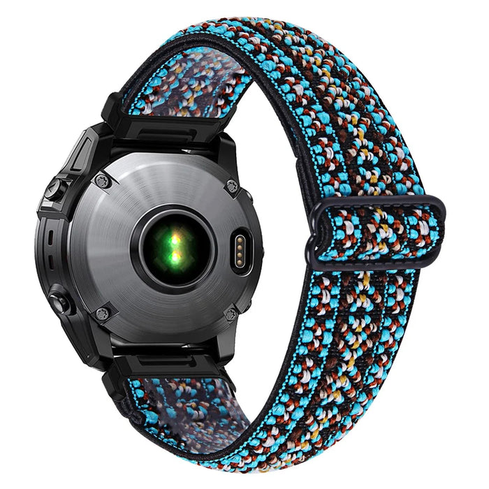 For Garmin Fenix 8 51mm / Fenix 8 Pro AMOLED 51mm Watch Band Pattern Design Nylon Elastic Strap with Black Connector - 4# - 1