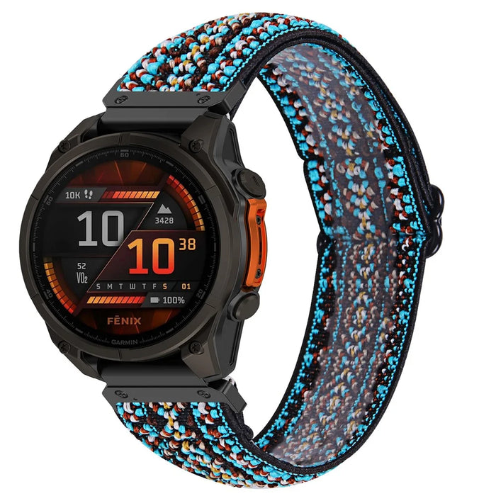 For Garmin Fenix 8 51mm / Fenix 8 Pro AMOLED 51mm Watch Band Pattern Design Nylon Elastic Strap with Black Connector - 4# - 2
