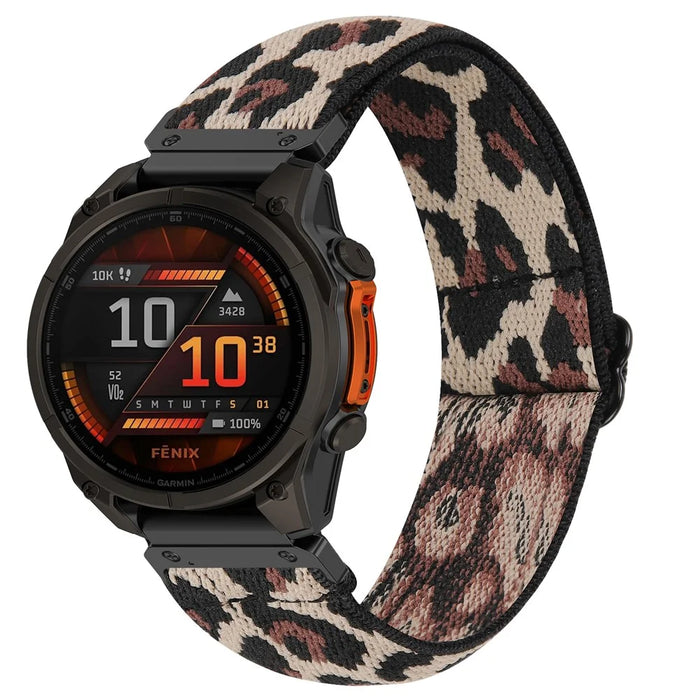 Watch Band For Garmin Fenix 7X / 6X Pro / 5X Plus , Pattern Design Nylon Elastic Strap with Black Connector - 3 - 2