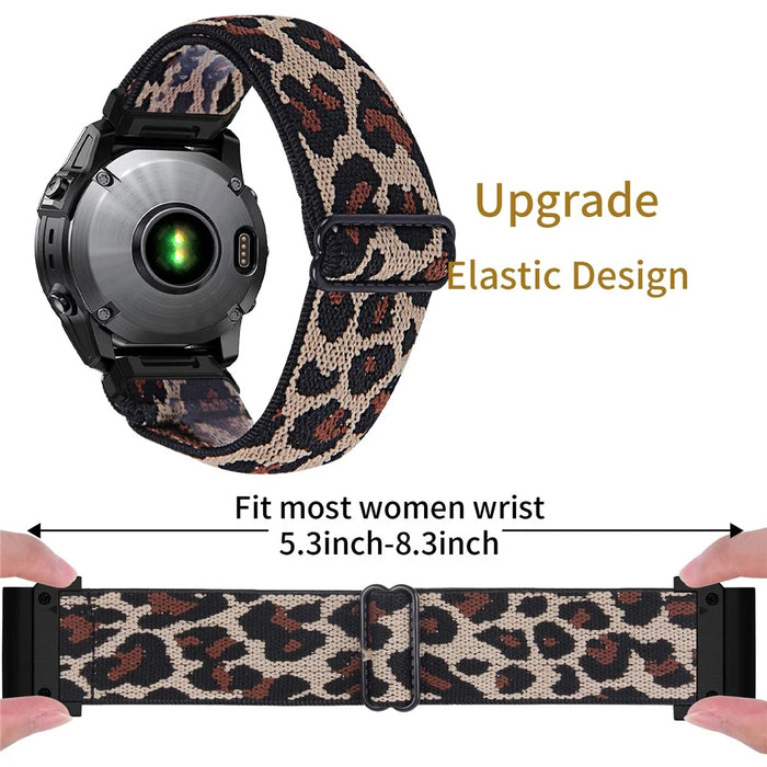 Watch Band For Garmin Fenix 7X / 6X Pro / 5X Plus , Pattern Design Nylon Elastic Strap with Black Connector - 3 - 5