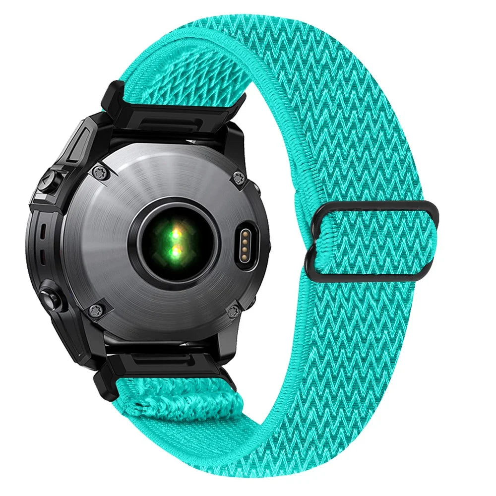 For Garmin Fenix 8 51mm / Fenix 8 Pro AMOLED 51mm Watch Strap Elastic Nylon Band with Black Connector - Mint Green - 1