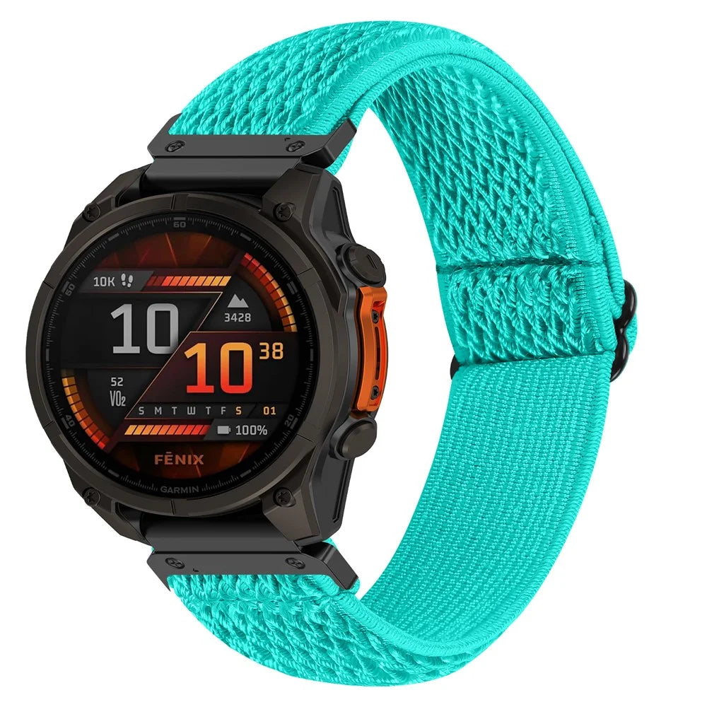 For Garmin Fenix 8 51mm / Fenix 8 Pro AMOLED 51mm Watch Strap Elastic Nylon Band with Black Connector - Mint Green - 2