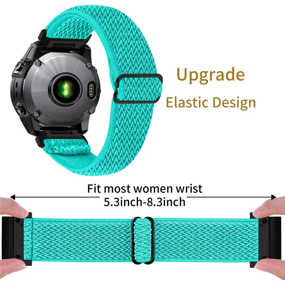 For Garmin Fenix 8 51mm / Fenix 8 Pro AMOLED 51mm Watch Strap Elastic Nylon Band with Black Connector - Mint Green - 5