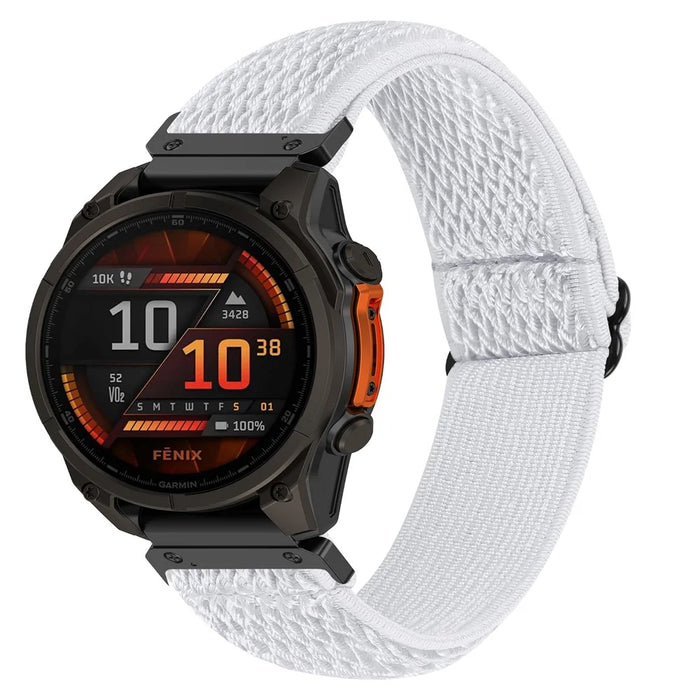 For Garmin Fenix 3 / Garmin Descent MK1 Watch Strap Elastic Nylon Band with Black Connector - White - 2