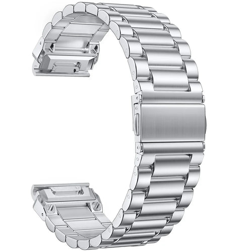 For Garmin Fenix 8 47mm / Fenix E 47mm Band 3-Bead Stainless Steel Watch Strap - Silver - 1