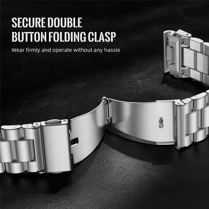For Garmin Fenix 8 47mm / Fenix E 47mm Band 3-Bead Stainless Steel Watch Strap - Silver - 2