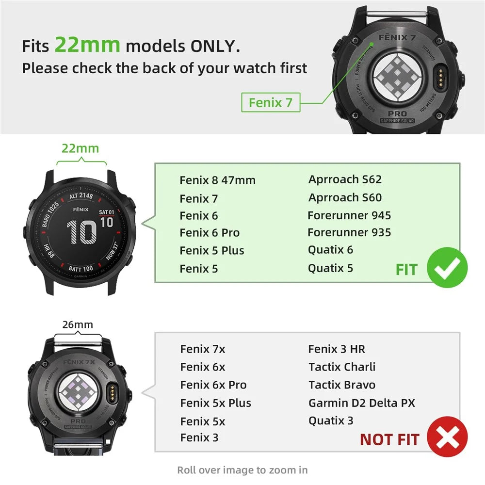 For Garmin Fenix 8 47mm / Fenix E 47mm Band 3-Bead Electroplating Color Metal Watch Strap - Black - 6