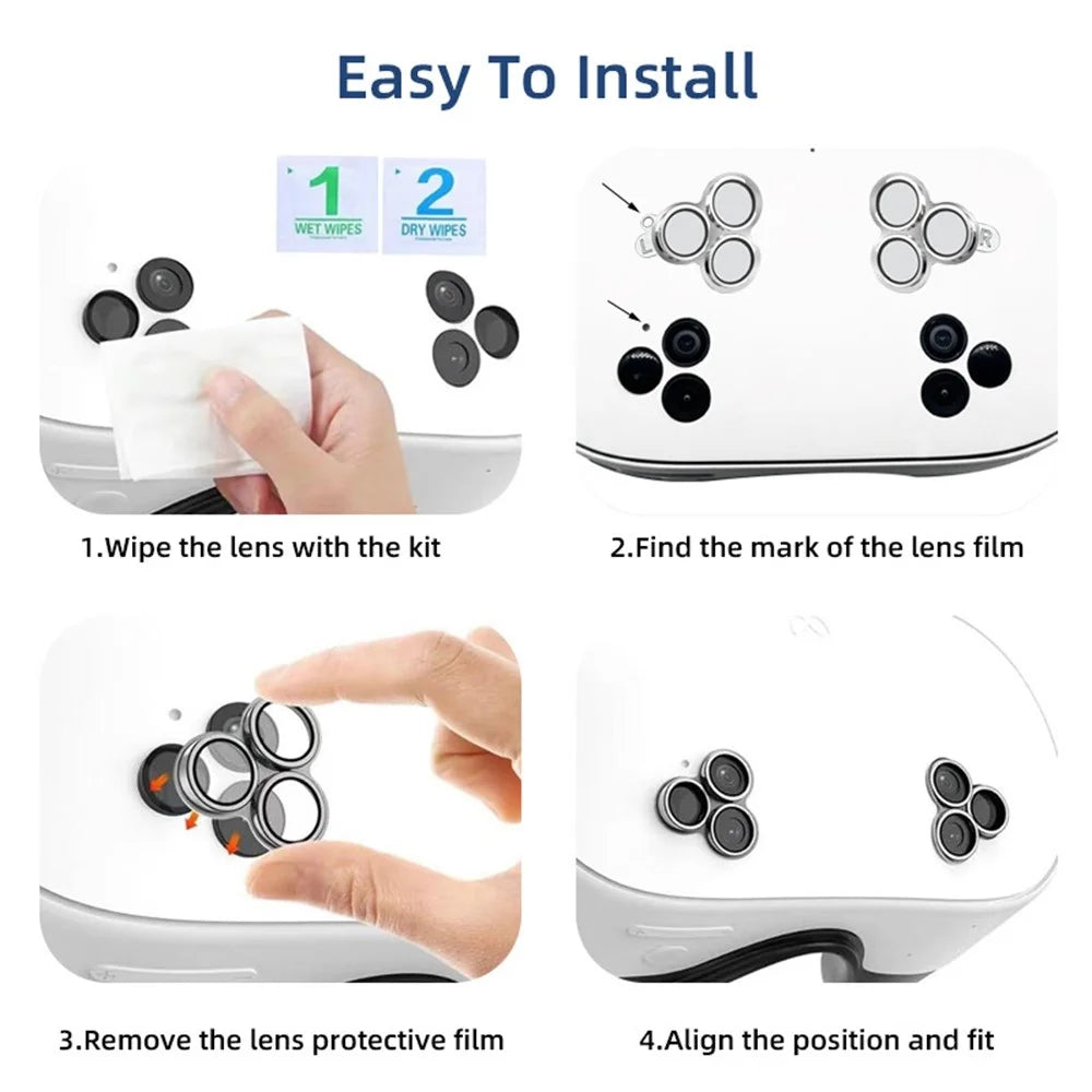 1 Pair For Meta Quest 3S Lens Protector Tempered Glass Alloy Anti-Explosion VR Headset Lens Film - Silver - 5