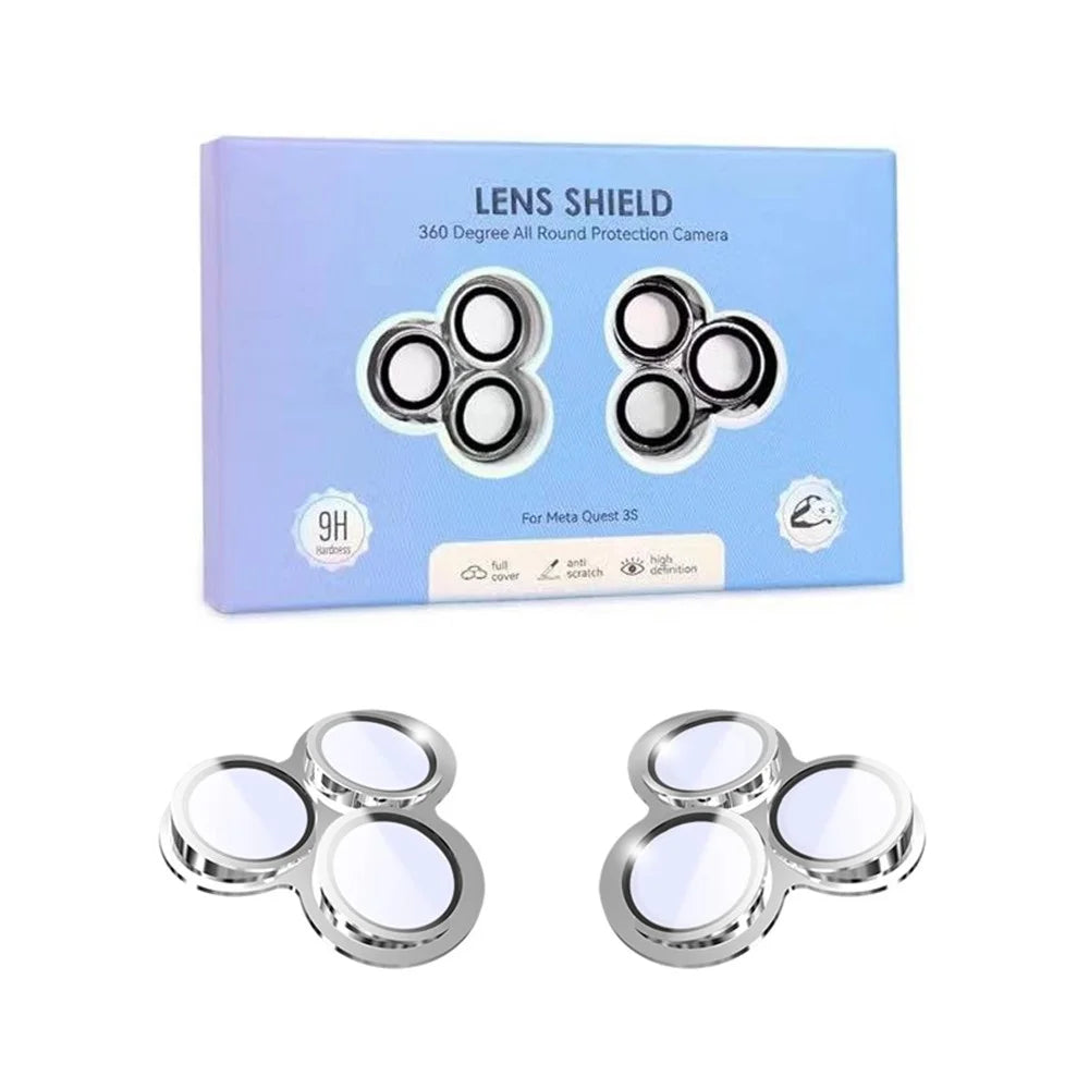 1 Pair For Meta Quest 3S Lens Protector Tempered Glass Alloy Anti-Explosion VR Headset Lens Film - Silver - 7