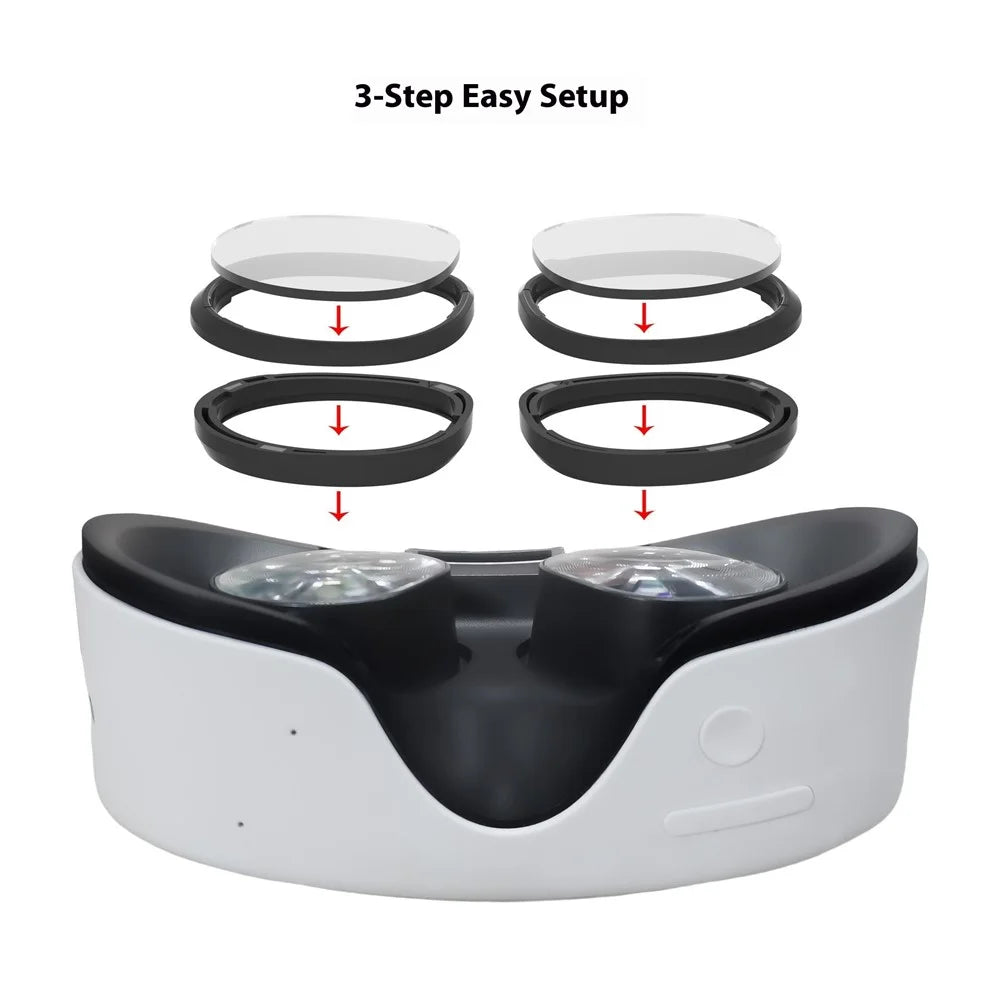 1 Pair For Meta Quest 3S VR Glasses Myopia Lens Magnetic PC Frame Resin Lens, -6.25 D to -10.00 D Myopia - High Definition - 3