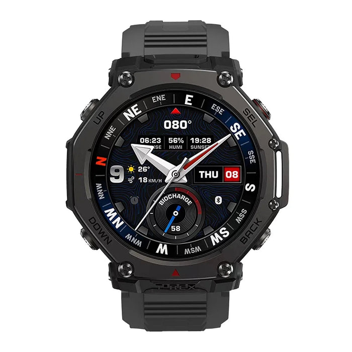 For Huami Amazfit T-Rex 3 Pro 48mm Silicone Replacement Strap Watch Band with Protective Case - Black - 5