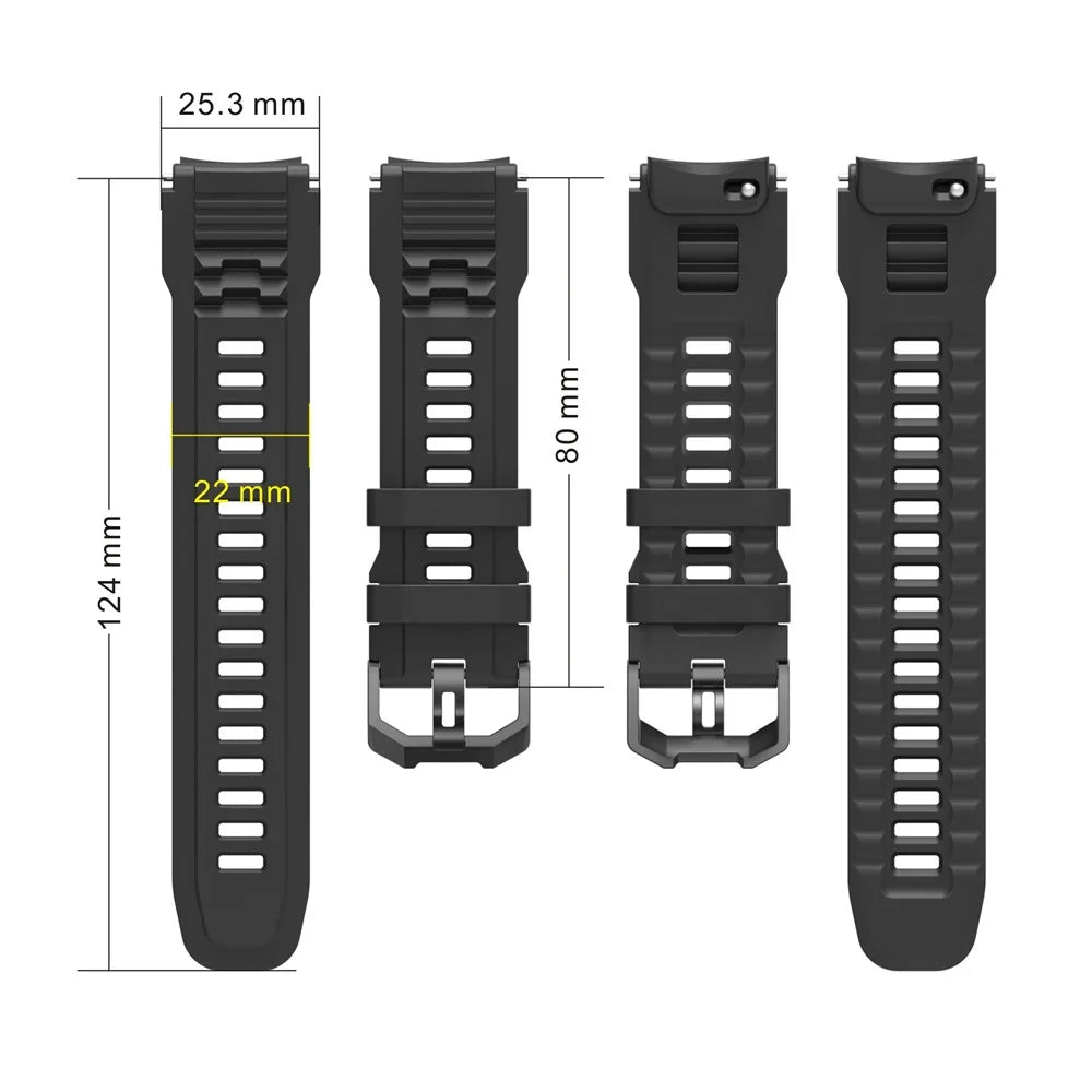 For Huami Amazfit T-Rex 3 Pro 48mm Watch Band Dual Loop Silicone Strap with Black Buckle - Black - 7