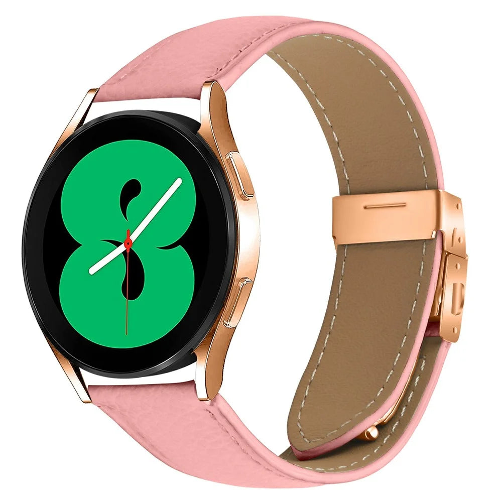 Wrist Strap For Huami Amazfit Active  /  GTR Mini  /  Bip 3 Genuine Leather Watch Band with Rose Gold Connector Turtle Back Buckle - Pink - 2