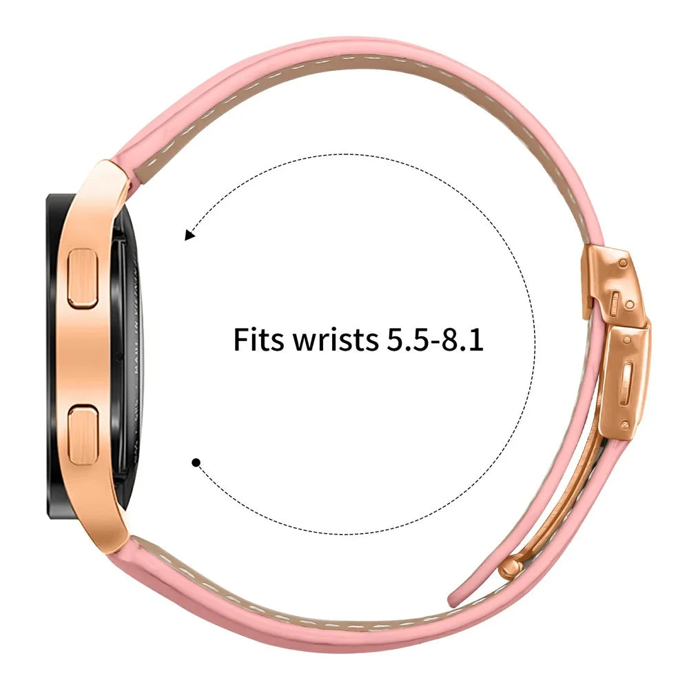 Wrist Strap For Withings Steel  /  Misfit Vapor  /  Haylou BLING LS12 Genuine Leather Watch Band with Rose Gold Connector Turtle Back Buckle - Pink - 6