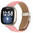 For Fitbit Versa 4  /  Sense 2 Genuine Leather Watch Band with Starlight Connector Turtle Back Buckle - Pink - 2