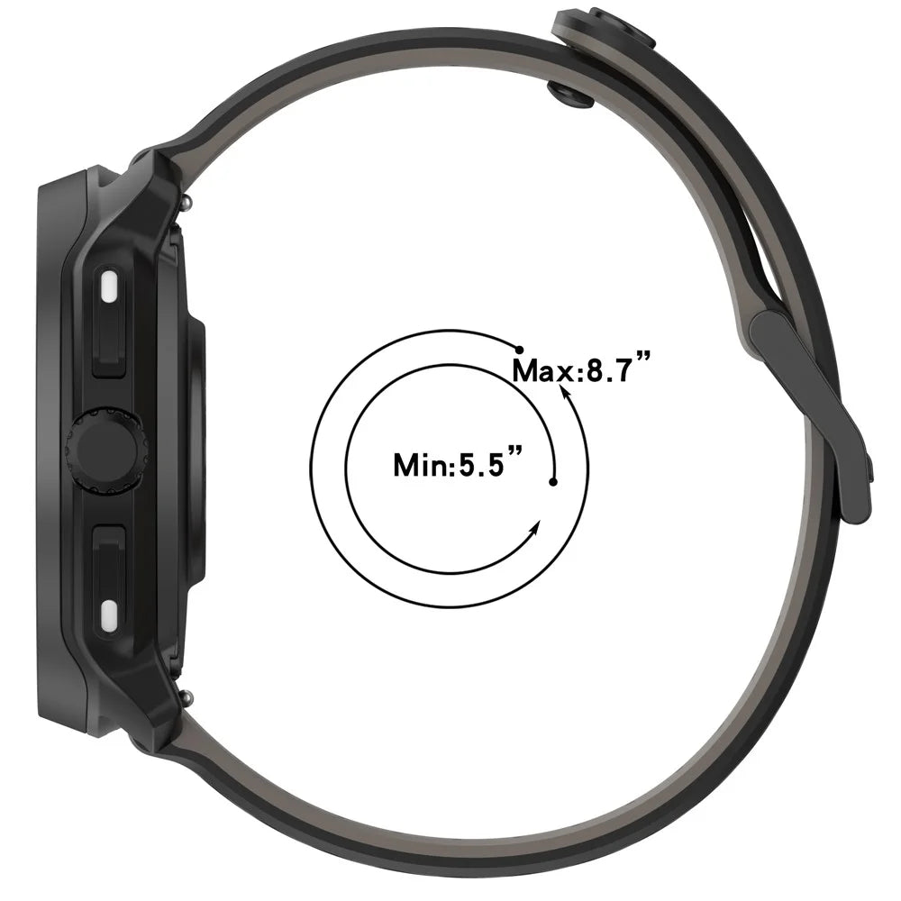22mm Twill Silicone Watch Strap For Suunto Race 2  /  Run  /  Race S  /  9 Peak  /  9 Peak Pro  /  Vertical  /  5 Peak  /  Race - Grey - 6