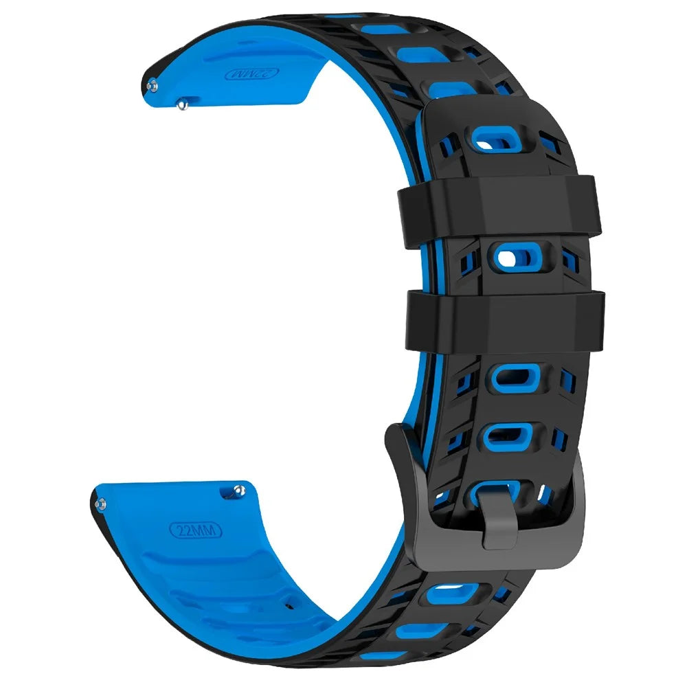 22mm Replacement Strap for Huawei Watch GT 5 Pro 46mm / Watch Ultimate / Ultimate Design Breathable Dual Color Silicone Watch Band Mecha Style - Black / Blue - 3