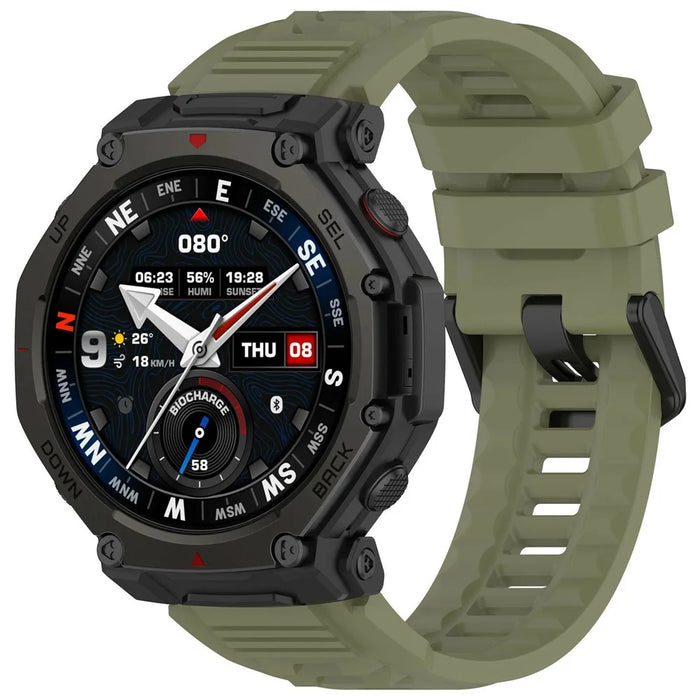 For Huami Amazfit T-Rex 3 Pro 48mm Silicone Watch Band Replacement Strap Wristband - Green - 2