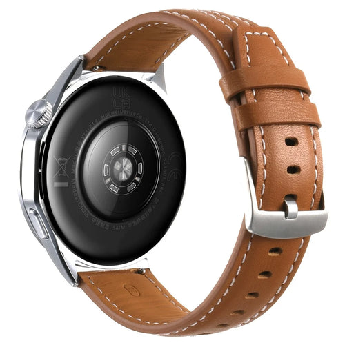 22mm Genuine Leather Watch Band for Huawei Watch GT 6 46mm / 5 46mm / 5 Pro 46mm / 4 46mm Adjustable Replacement Strap - Brown - 1