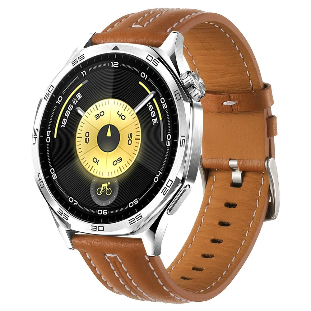 22mm Genuine Leather Watch Band for Huawei Watch GT 6 46mm / 5 46mm / 5 Pro 46mm / 4 46mm Adjustable Replacement Strap - Brown - 2