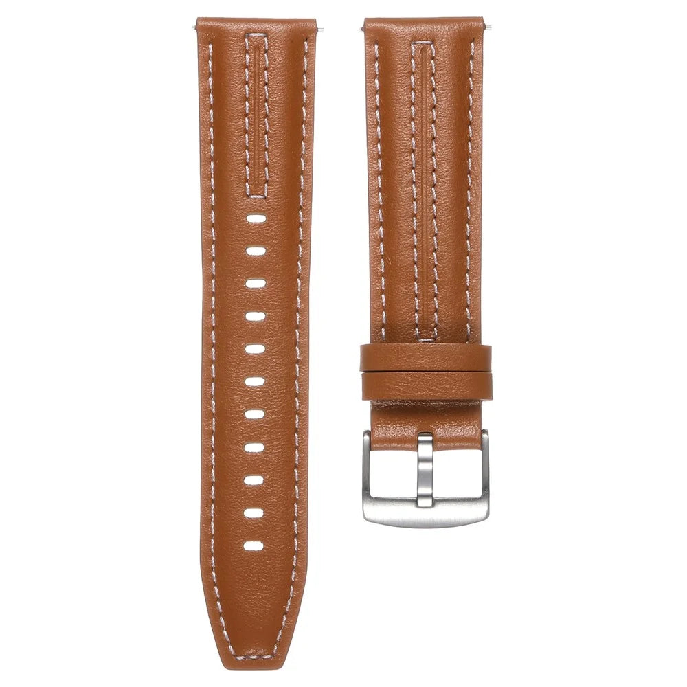 22mm Genuine Leather Watch Band for Huawei Watch GT 6 46mm / 5 46mm / 5 Pro 46mm / 4 46mm Adjustable Replacement Strap - Brown - 3