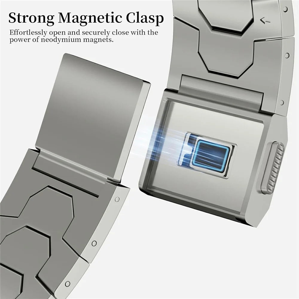 Magnetic Buckle Replacement Strap for Samsung Galaxy Watch8 44mm / 40mm / 8 Classic 46mm Stainless Steel Watch Band - Titanium - 3