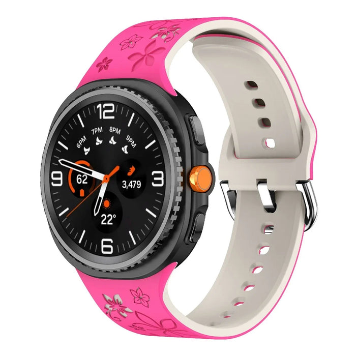 Dual Color Carved Silicone Strap For Samsung Galaxy Watch8 44mm / 40mm / 8 Classic 46mm Replacement Watch Band - Rose / Starlight - 2