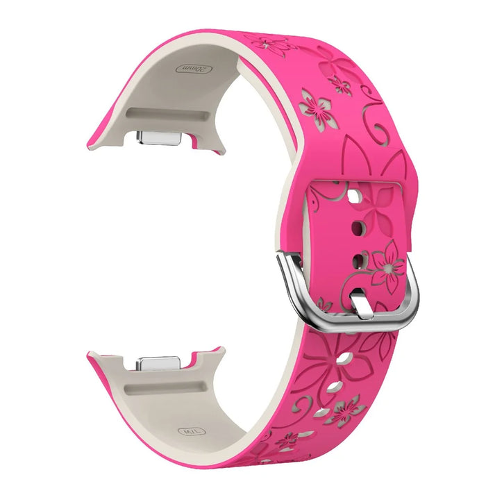Dual Color Carved Silicone Strap For Samsung Galaxy Watch8 44mm / 40mm / 8 Classic 46mm Replacement Watch Band - Rose / Starlight - 3