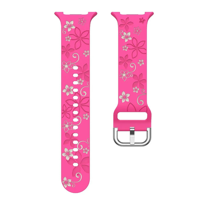 Dual Color Carved Silicone Strap For Samsung Galaxy Watch8 44mm / 40mm / 8 Classic 46mm Replacement Watch Band - Rose / Starlight - 5