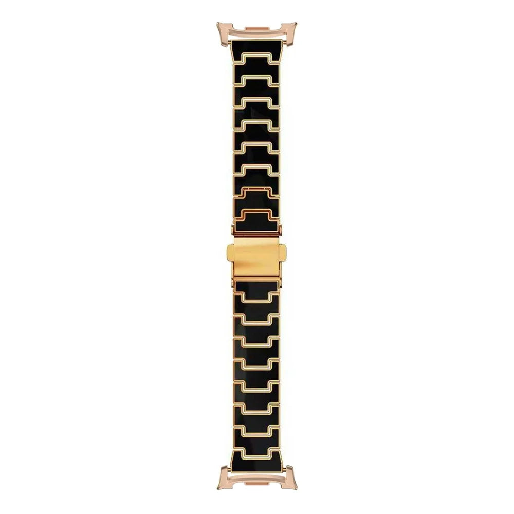 Luxury Look Watch Band For Samsung Galaxy Watch8 44mm / 40mm / 8 Classic 46mm Electroplating PC Wrist Strap with Stainless Steel Buckle - Black - 1