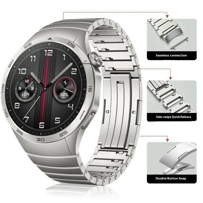 For Huawei Watch GT 6 46mm Stainless Steel Watch Strap 1-Bead Replacement Wrist Band - Silver - 4