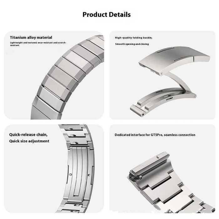 For Huawei Watch GT 6 46mm Stainless Steel Watch Strap 1-Bead Replacement Wrist Band - Silver - 5