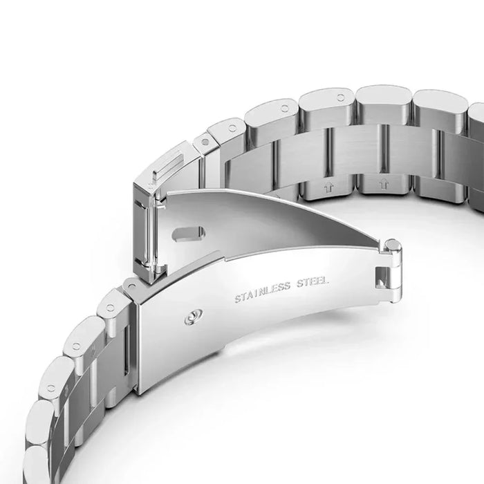 For Huawei Watch GT 6 46mm Stainless Steel Watch Band Arc-shaped 3-bead Flat Buckle Strap - Silver - 2
