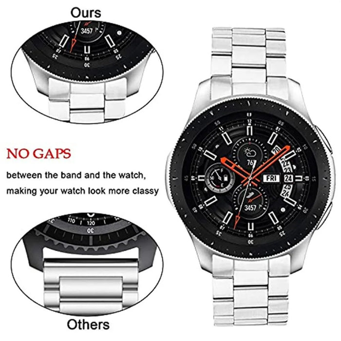 For Huawei Watch GT 6 46mm Stainless Steel Watch Band Arc-shaped 3-bead Flat Buckle Strap - Silver - 3