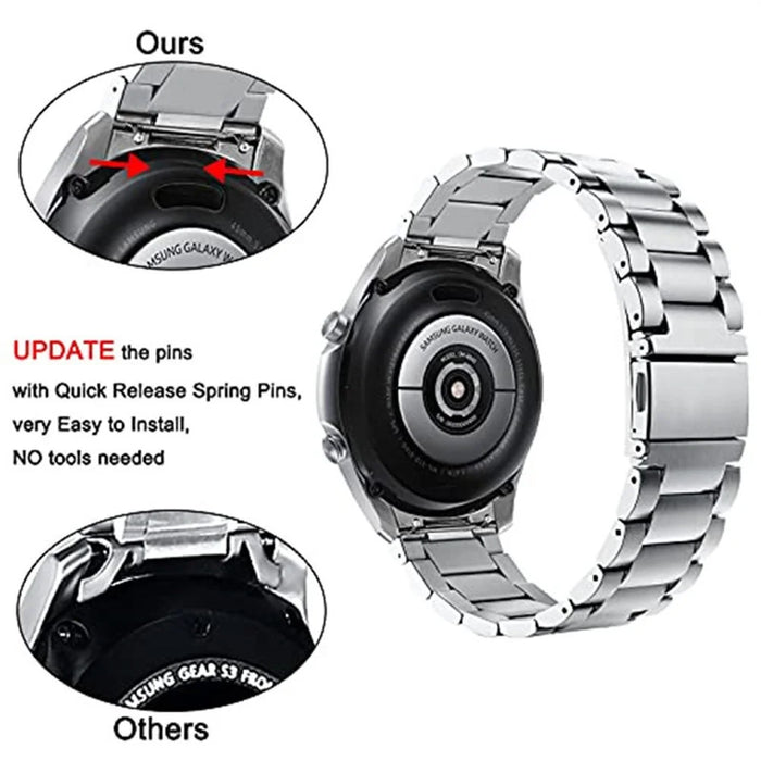 For Huawei Watch GT 6 46mm Stainless Steel Watch Band Arc-shaped 3-bead Flat Buckle Strap - Silver - 4