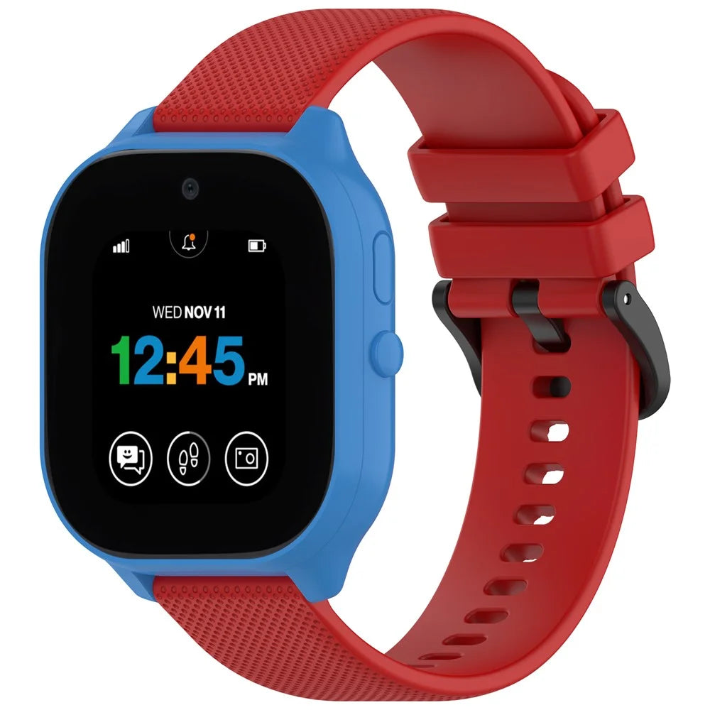 For Cosmo JrTrack 5 Kids Smart Watch 20mm Watch Band Textured Silicone Strap - Red - 4