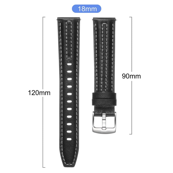 18mm Genuine Leather Watch Band for Huawei Watch GT 6 41mm /  5 41mm / 4 41mm Adjustable Replacement Strap - Black - 7
