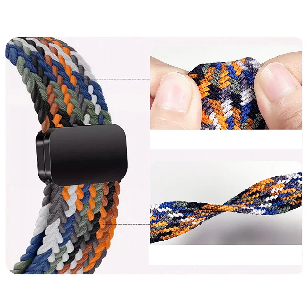 Magnetic Nylon Watch Band for Samsung Galaxy Watch8 44mm / 40mm / 8 Classic 46mm Breathable Adjustable Wrist Strap - Camo Colorful - 3