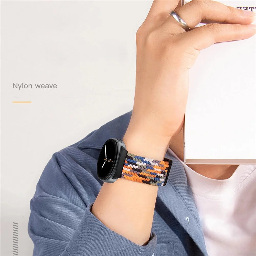 Magnetic Nylon Watch Band for Samsung Galaxy Watch8 44mm / 40mm / 8 Classic 46mm Breathable Adjustable Wrist Strap - Camo Colorful - 4